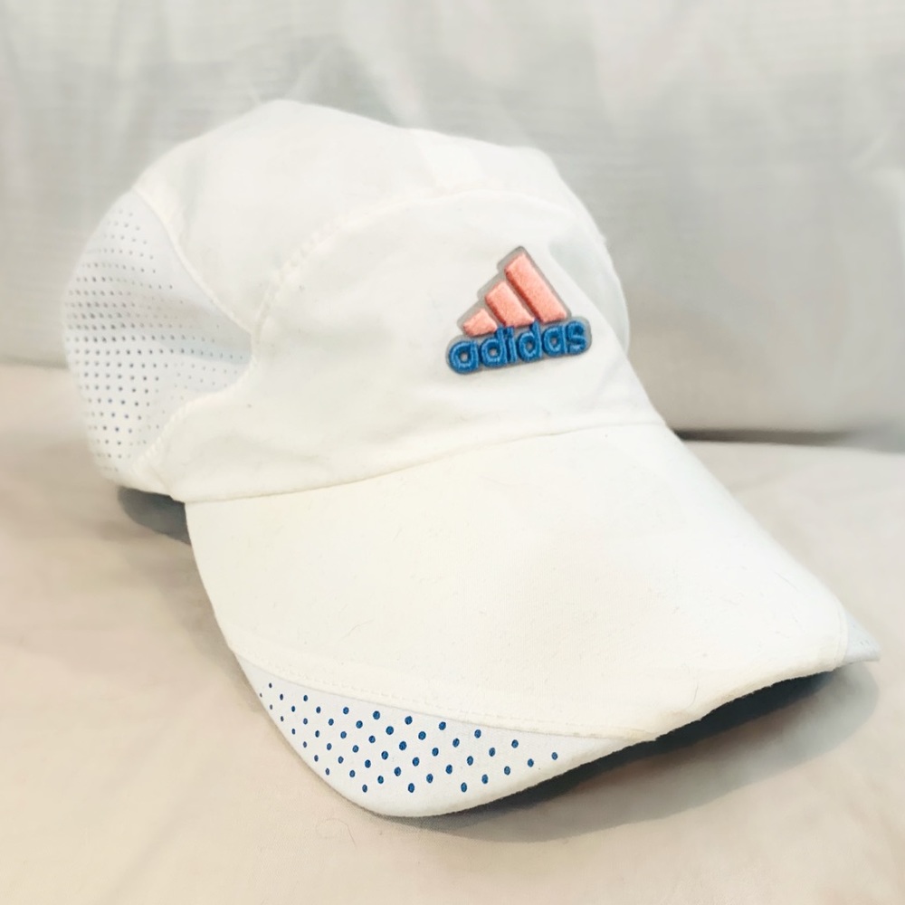 ADIDAS WOMENS RUNNING HAT- WHITE PINK BLUE O/S